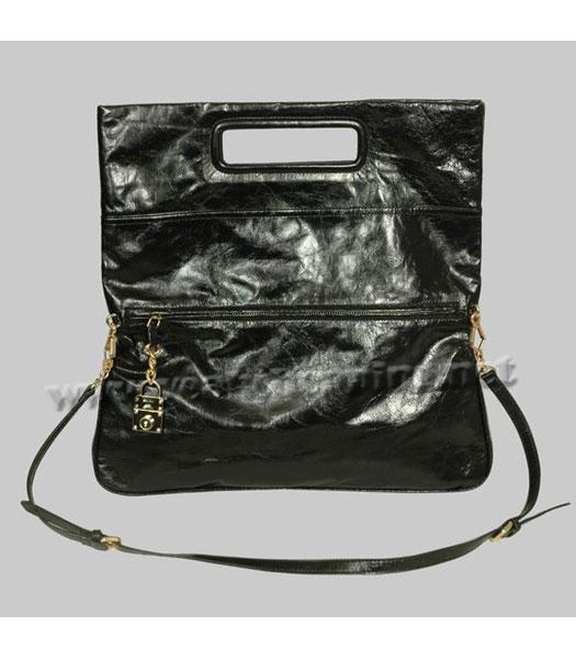 Miu Miu Large Shoulder Handbag Black Oil Wax Leather-2