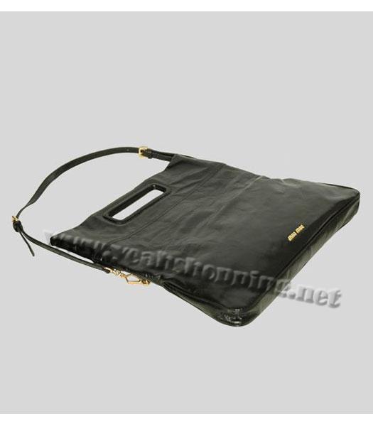 Miu Miu Large Shoulder Handbag Black Oil Wax Leather-3