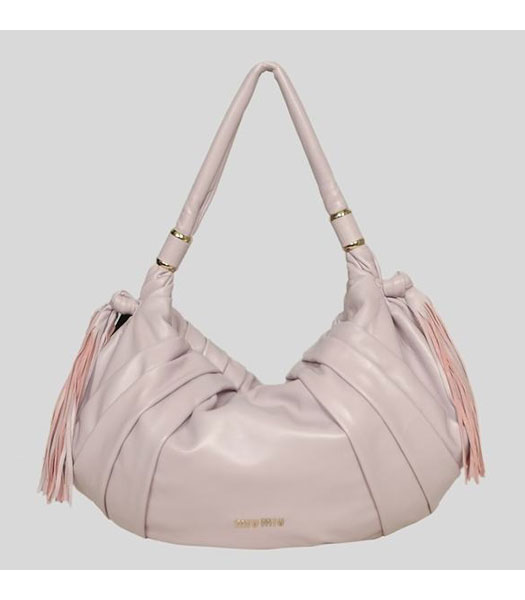 Miu Miu Large Shoulder PM Bag Pink Lambskin Leather_8670S