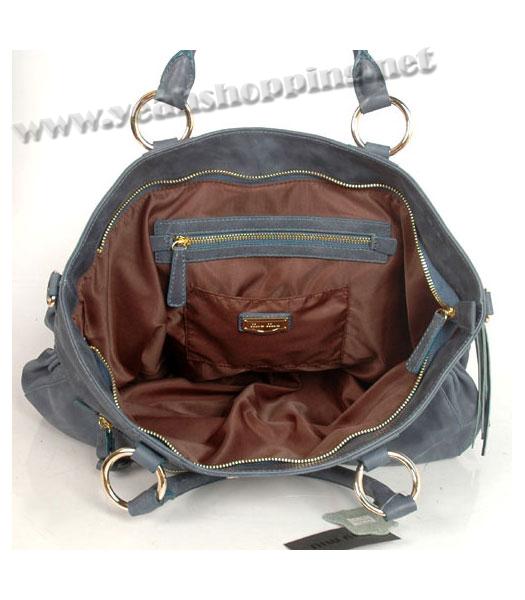 Miu Miu Large Suede Shopping Bag Blue Oil Leather-3