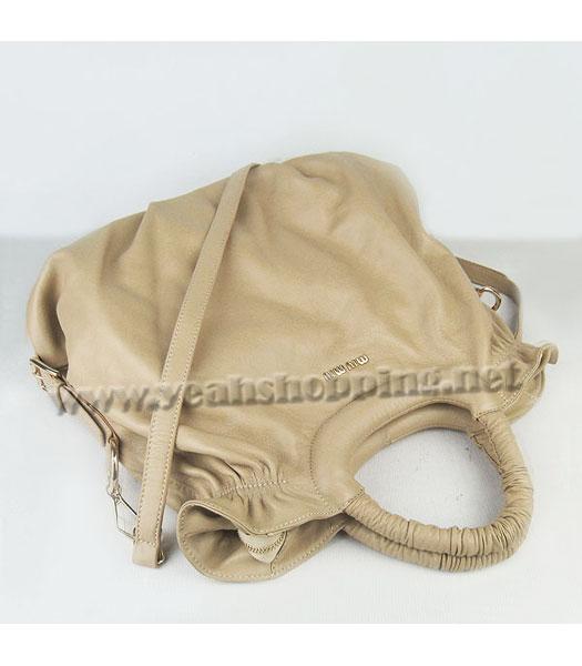 Miu Miu Large Tote Bag Apricot Lambskin Leather-4