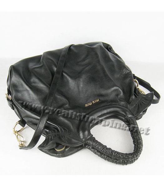 Miu Miu Large Tote Bag Black Lambskin Leather-4