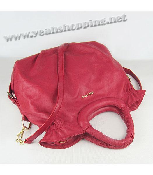 Miu Miu Large Tote Bag Red Lambskin Leather-4
