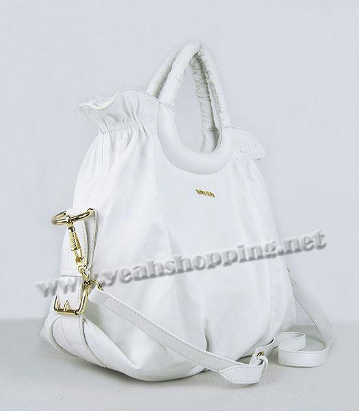 Miu Miu Large Tote Bag White Lambskin Leather-1