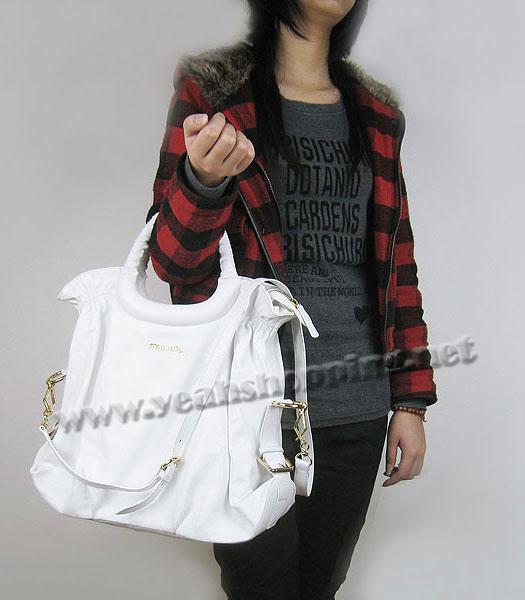 Miu Miu Large Tote Bag White Lambskin Leather-7