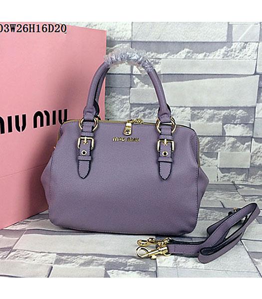Miu Miu Light Purple Grainy Sheepskin Leather Top Handle Bag