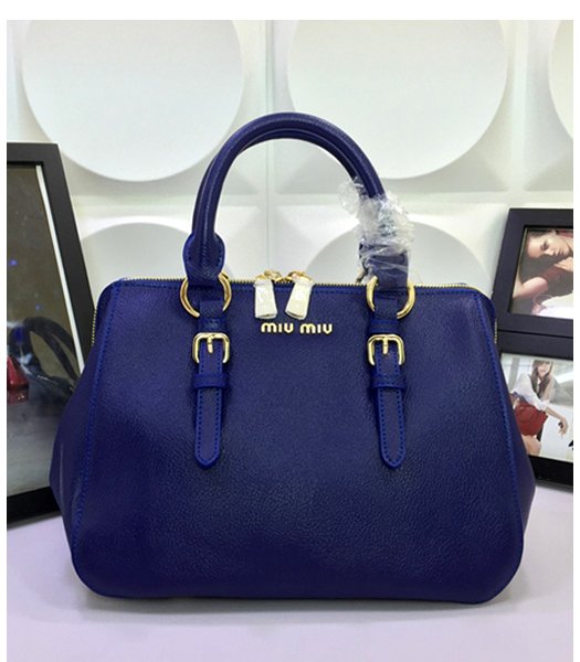 Miu Miu Madras Blue Leather Top-handle Bag