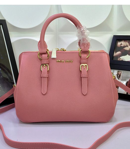 Miu Miu Madras Pink Leather Top-handle Bag