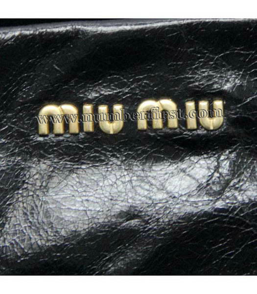 Miu Miu Magnetic Clasp Shined Tote Bag in Black-5