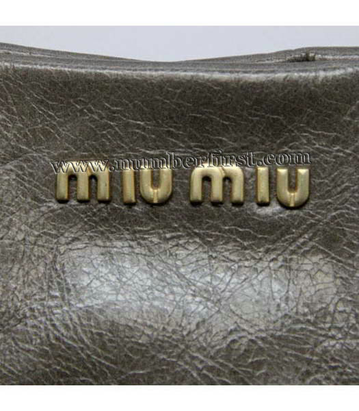 Miu Miu Magnetic Clasp Shined Tote Bag in Grey-5
