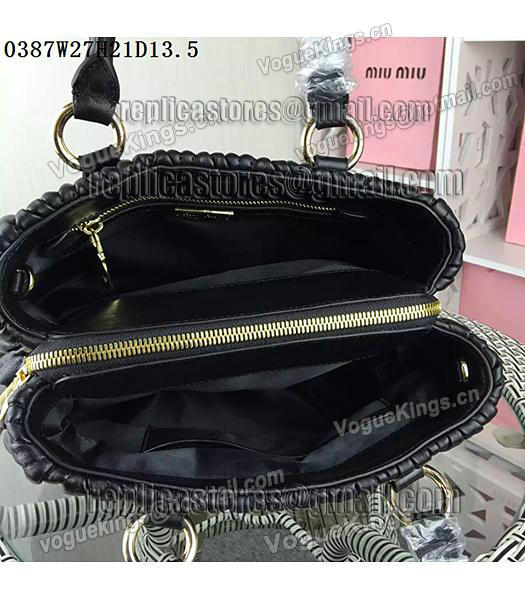 Miu Miu Matelasse Black Leather Designer Tote Bag 0387-3