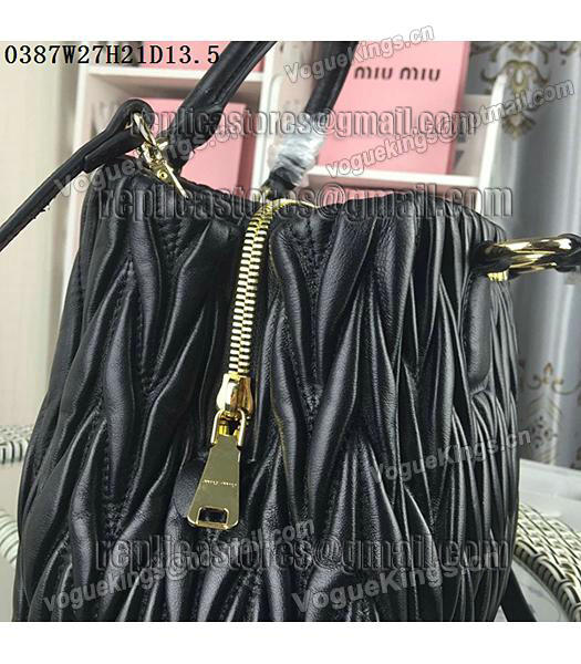 Miu Miu Matelasse Black Leather Designer Tote Bag 0387-4