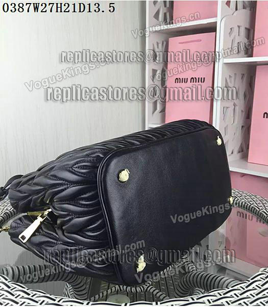 Miu Miu Matelasse Black Leather Designer Tote Bag 0387-5