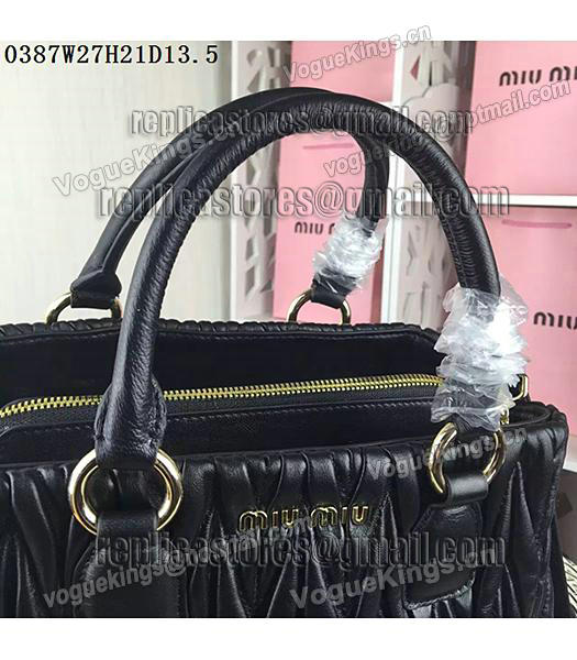 Miu Miu Matelasse Black Leather Designer Tote Bag 0387-6