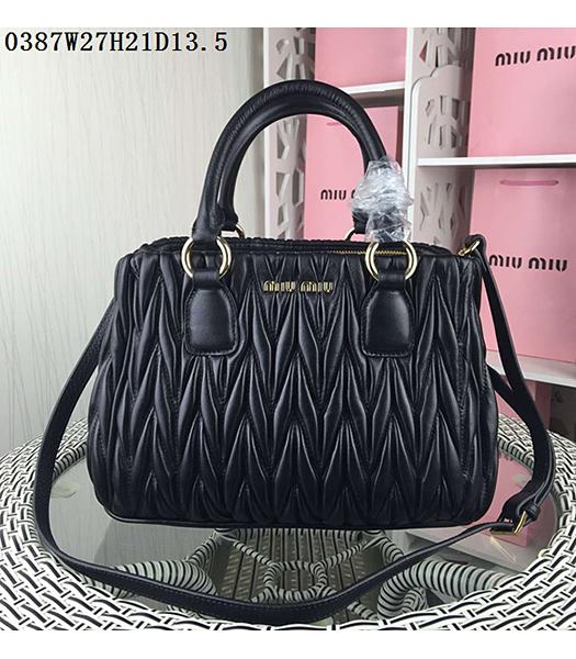 Miu Miu Matelasse Black Leather Designer Tote Bag 0387