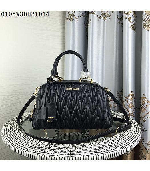 Miu Miu Matelasse Black Leather Top Handle Bag 0105