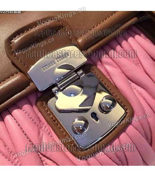 Miu Miu Matelasse Coffee&Pink Original Leather 23cm Small Bag-3