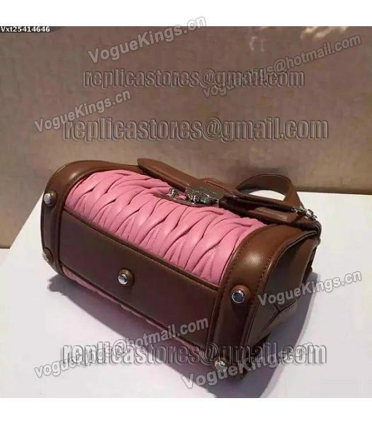 Miu Miu Matelasse Coffee&Pink Original Leather 23cm Small Bag-4