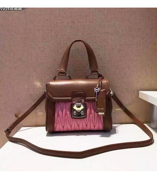 Miu Miu Matelasse Coffee&Pink Original Leather 23cm Small Bag
