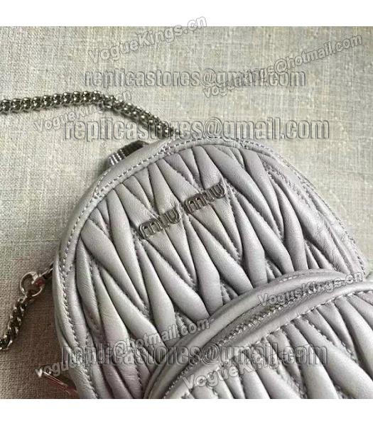 Miu Miu Matelasse Grey Original Leather Small Chains Backpack-1
