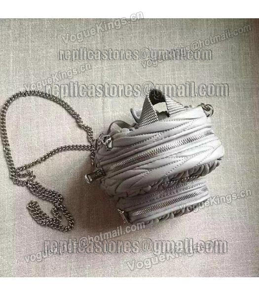 Miu Miu Matelasse Grey Original Leather Small Chains Backpack-2