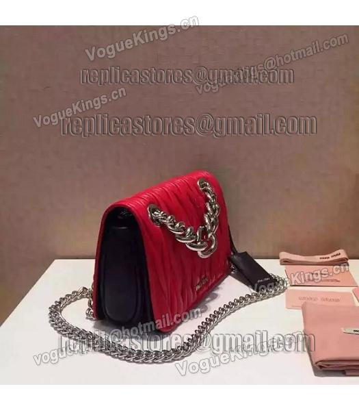 Miu Miu Matelasse Leather Chains Small Bag Black&Red-2