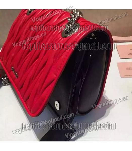 Miu Miu Matelasse Leather Chains Small Bag Black&Red-6