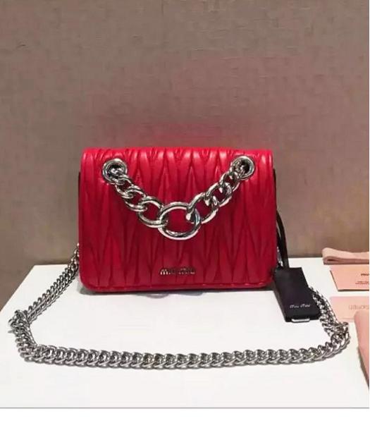 Miu Miu Matelasse Leather Chains Small Bag Black&Red