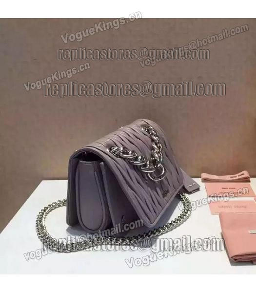 Miu Miu Matelasse Leather Chains Small Bag Grey-2