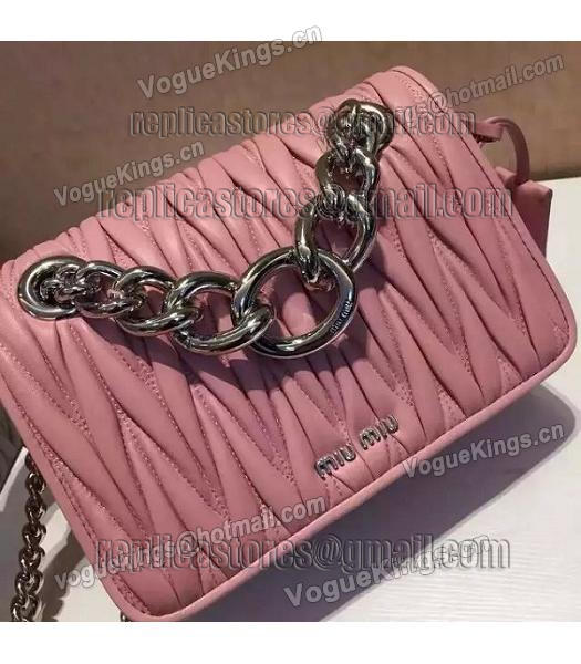 Miu Miu Matelasse Leather Chains Small Bag Pink-1