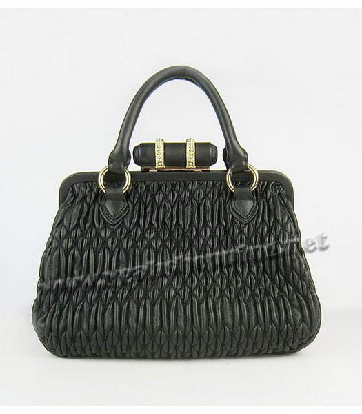 Miu Miu Matelasse Leather Frame Tote Bag in Black-2