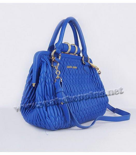 Miu Miu Matelasse Leather Frame Tote Bag in Blue-1