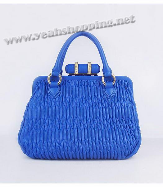 Miu Miu Matelasse Leather Frame Tote Bag in Blue-2