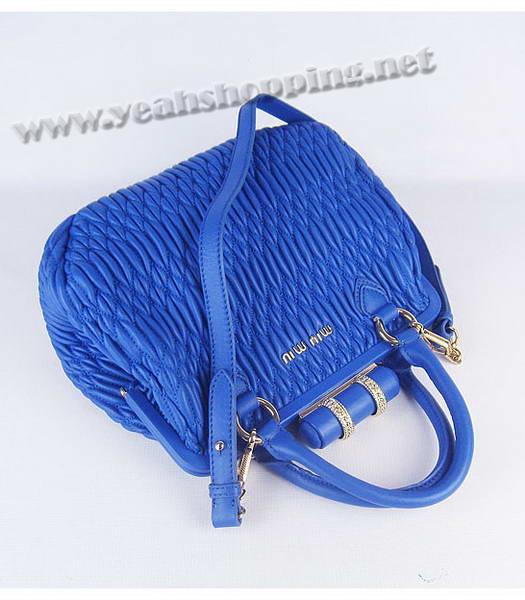 Miu Miu Matelasse Leather Frame Tote Bag in Blue-4