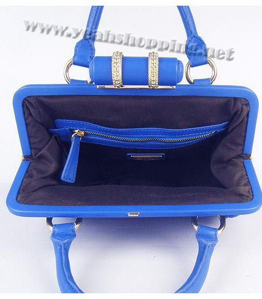 Miu Miu Matelasse Leather Frame Tote Bag in Blue-5