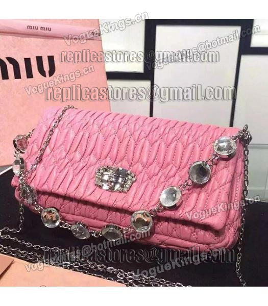 Miu Miu Matelasse Original Leather Diamonds Small Bag Pink-6