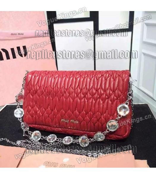 Miu Miu Matelasse Original Leather Diamonds Small Bag Red-1