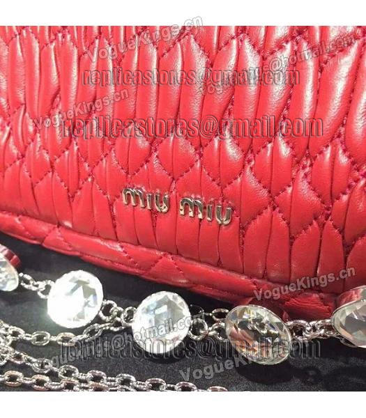 Miu Miu Matelasse Original Leather Diamonds Small Bag Red-3