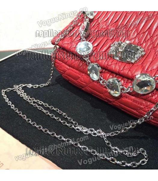 Miu Miu Matelasse Original Leather Diamonds Small Bag Red-4
