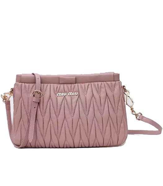 Miu Miu Matelasse Original Leather Shoulder Bag Light Pink