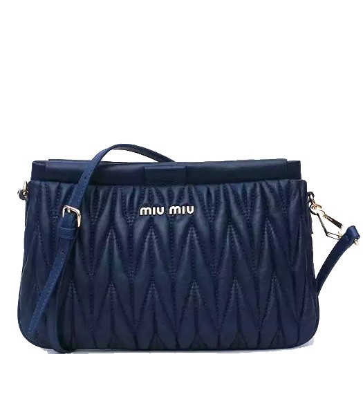 Miu Miu Matelasse Original Leather Shoulder Bag Sapphire Blue