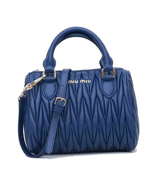 Miu Miu Matelasse Original Leather Top Handle Bag Blue
