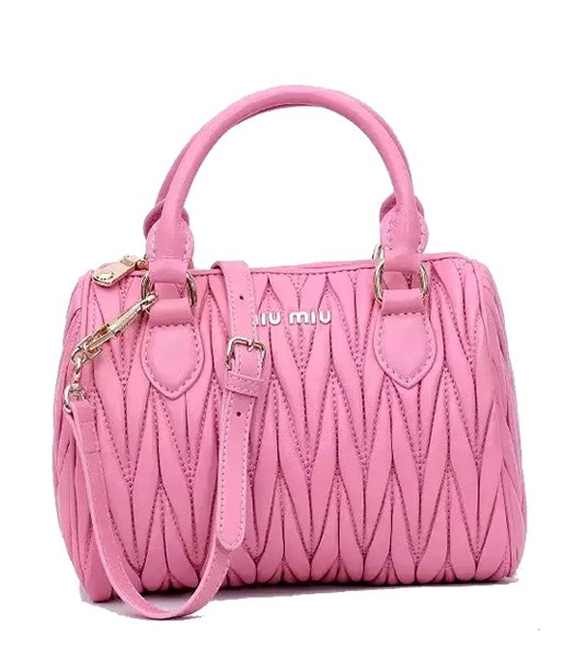 Miu Miu Matelasse Original Leather Top Handle Bag Cherry Pink