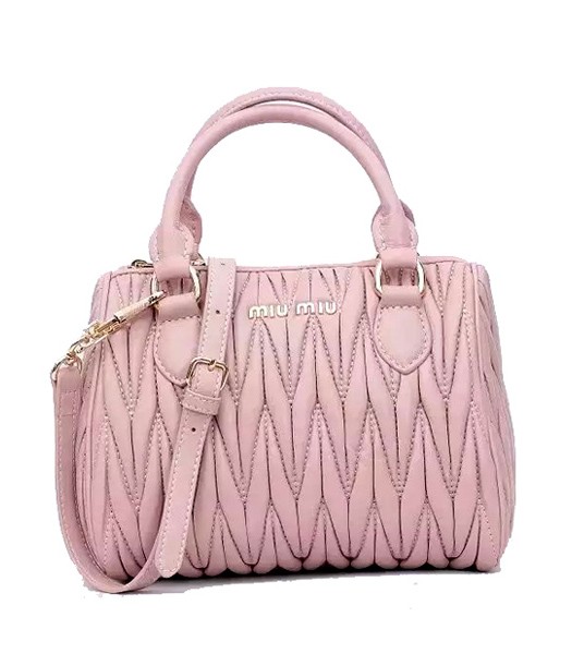 Miu Miu Matelasse Original Leather Top Handle Bag Light Pink