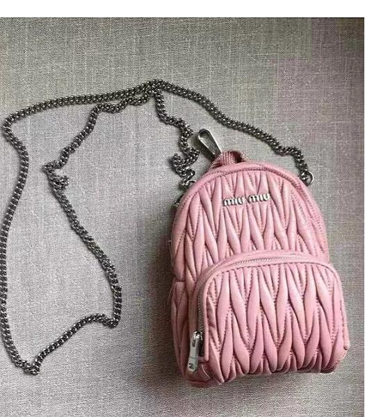 Miu Miu Matelasse Pink Original Leather Small Chains Backpack