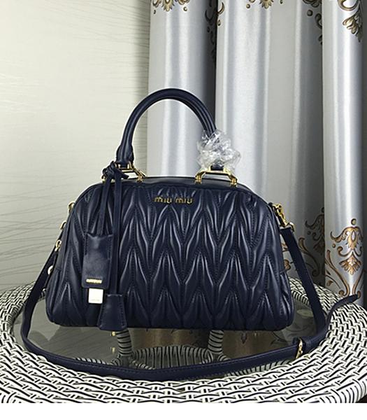 Miu Miu Matelasse Sapphire Blue Leather Fashion Handle Bag 1015