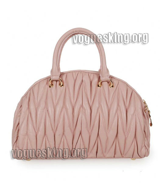 Miu Miu Medium Bowler Bag In Pink Matelasse Lambskin Leather-2