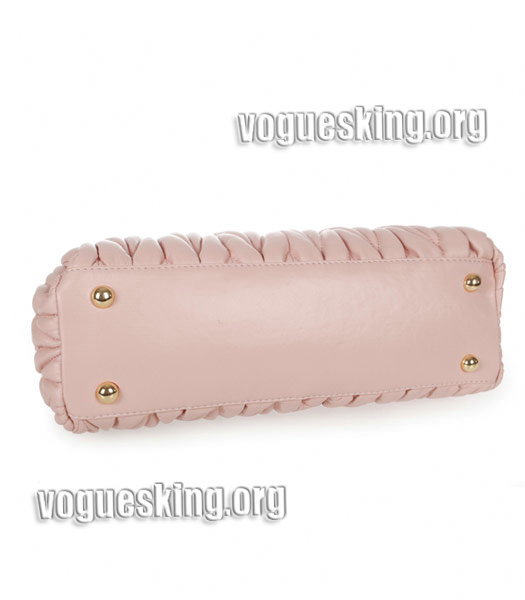 Miu Miu Medium Bowler Bag In Pink Matelasse Lambskin Leather-3