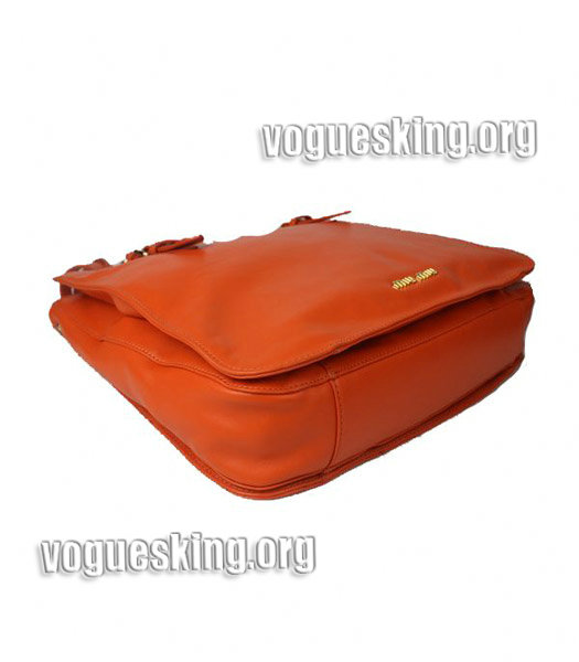 Miu Miu Medium Orange Calfskin Leather Tote Shoulder Bag-2