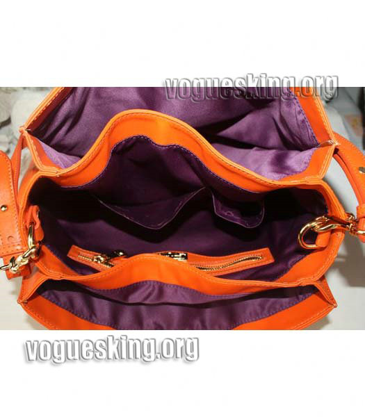 Miu Miu Medium Orange Calfskin Leather Tote Shoulder Bag-3